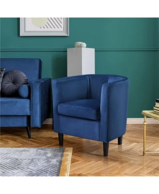 Yaheetch Single Piece Velvet Fabric Barrel-shaped Upholstered Accent Arm Chair