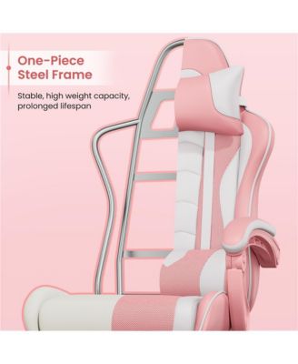 Products  Ergonomic Gaming Chair with High Back and Slide-Out Footrest Pink/White