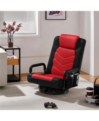 Reclining Swivel Floor Gaming Chair Black/ Red