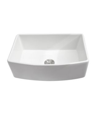 33x19x10inch White Farmhouse Sink Porcelain Ceramic Arch Edge Apron Front Single Bowl