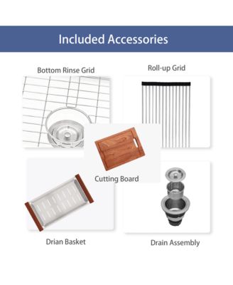 33x21x10inch White Farmhouse Sink Ceramic Porcelain Workstation Single Bowl Kitchen