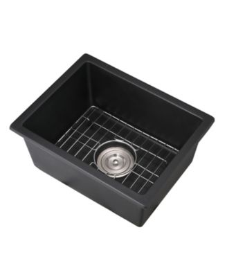 13.77x17.71inch Quartz Undermount Bar Sink with Basket Strainer Heat Stain Resistant