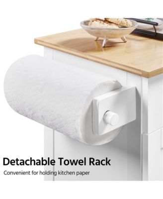 35” H Rolling Kitchen Island Cart with Spice Rack