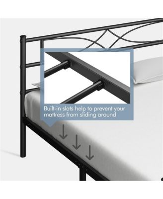 Simple Full Metal Bed Frame with Curved Design Headboard and Footboard