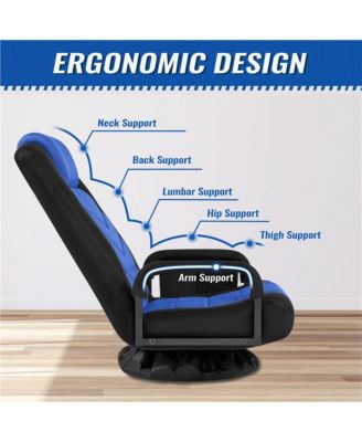 Reclining Swivel Floor Gaming Chair Black/ Red