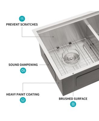 33x19x10inch Double Bowl Undermount Kitchen Sink Stainless Steel 16 Gauge 10 Deep Basins
