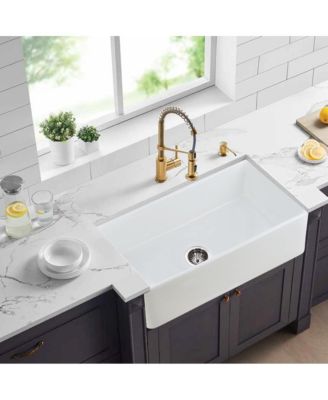 30x20inch White Ceramic Farmhouse Apron Front Kitchen Sink Single Bowl