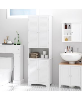 Tall Bathroom Storage Cabinet with Countertop, Linen Cabinet