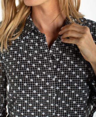Petite Collared Button Front Blouse