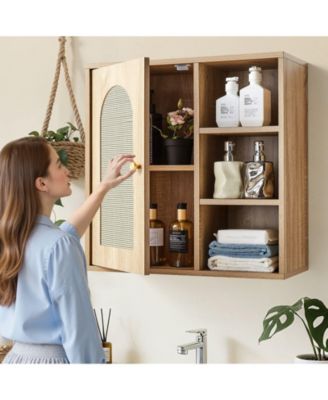 Wall Cabinet, Single Door, Adjustable Shelves, Over-Toilet Storage