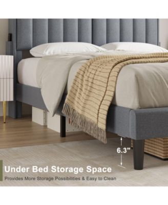 One Pack King Size LED Storage Headboard & 4 Drawers & Charging Station Bed Frame