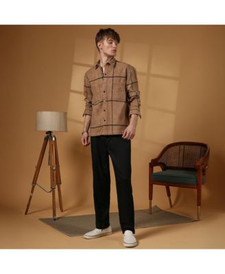 Men's Ash Brown Graph-Check Waffle Overshirt