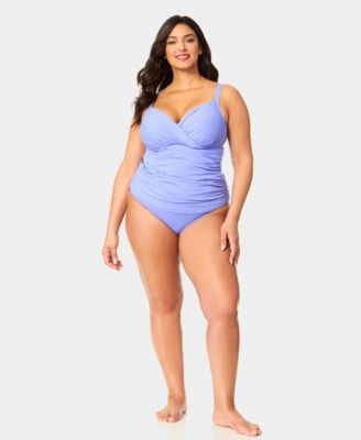 Plus Size Shirred Tankini Top