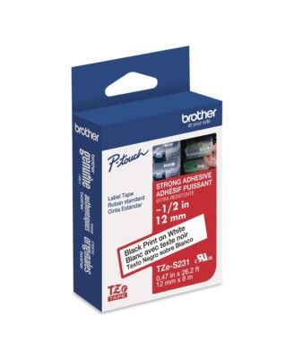 TZES231G 0.47 in. x 26.2 ft. TZe Standard Adhesive Laminated Labeling Tape - Black on White