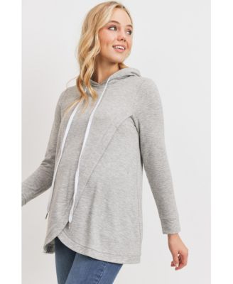 Maternity Crossover Drawstring Nursing Hoodie