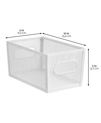 Perforated Metal Storage Bin with Handles - Set of 2 - Matte White
