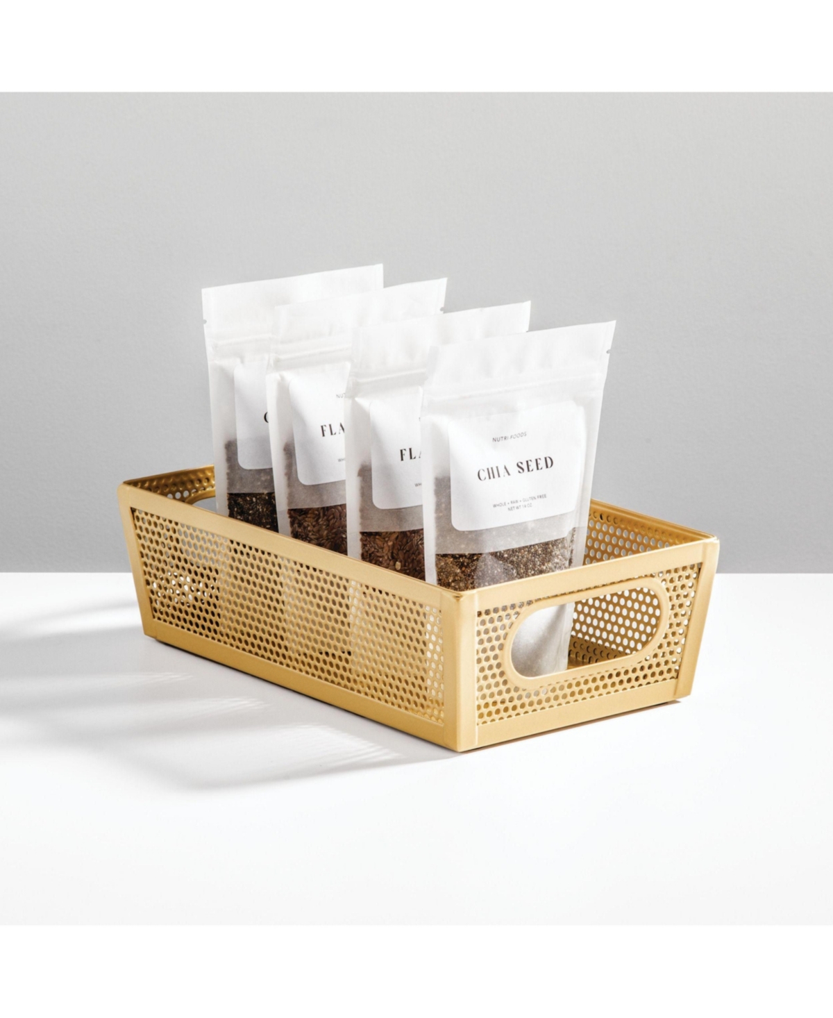 MDesign Perforated Metal Storage Bin with Handles - Set of 2 - Soft Brass