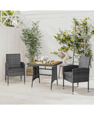 Outdoor Dining Set Grey PE rattan Standard Durable