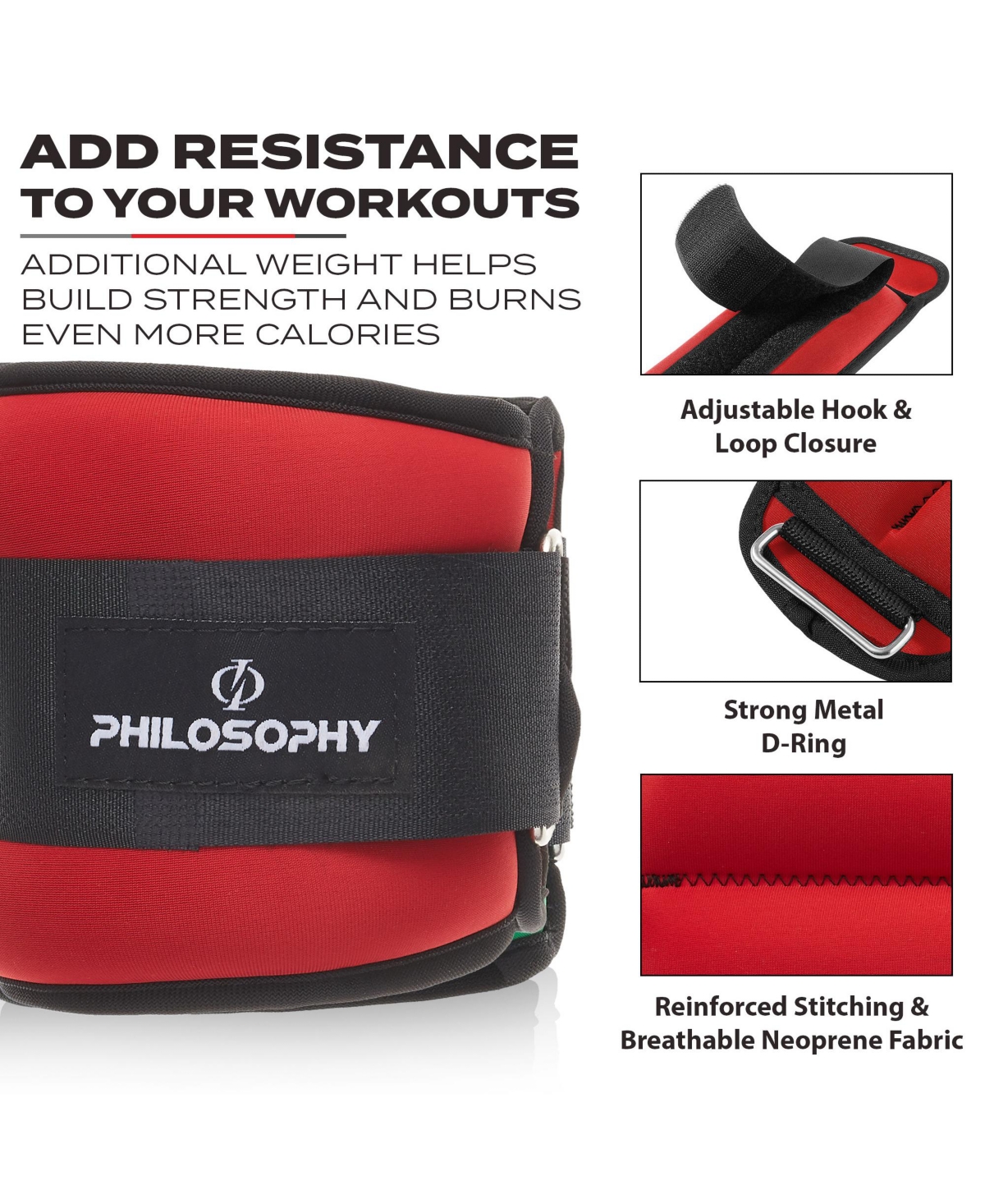 Philosophy Gym Ankle/Wrist Weights, 2pk 5 lb ea, 10 lb Total