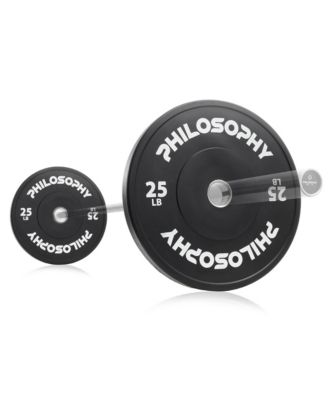 Set of 2 Olympic 2-Inch Rubber Bumper Plates (25 LB each) Black