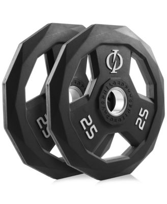 Set of 2 Rubber Coated 2-inch Olympic Grip Weight Plates (25 LB each) for Weightlifting