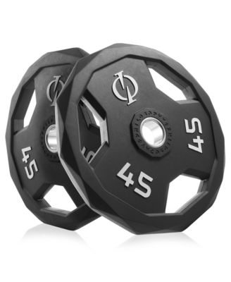 Set of 2 Rubber Coated 2-inch Olympic Grip Weight Plates (45 LB each) for Weightlifting