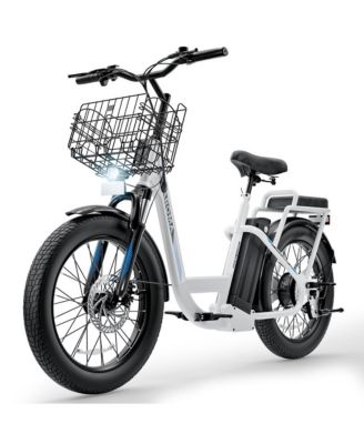 Peak 800W Electric Scooter with Seat, 203" Fat Tire Electric Bike with 48V Removable Battery,Up to 30Miles & 20MPH, Basket&Adjustable Seat