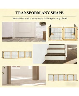 6-Panel Folding Dog Gate in Natural Wood