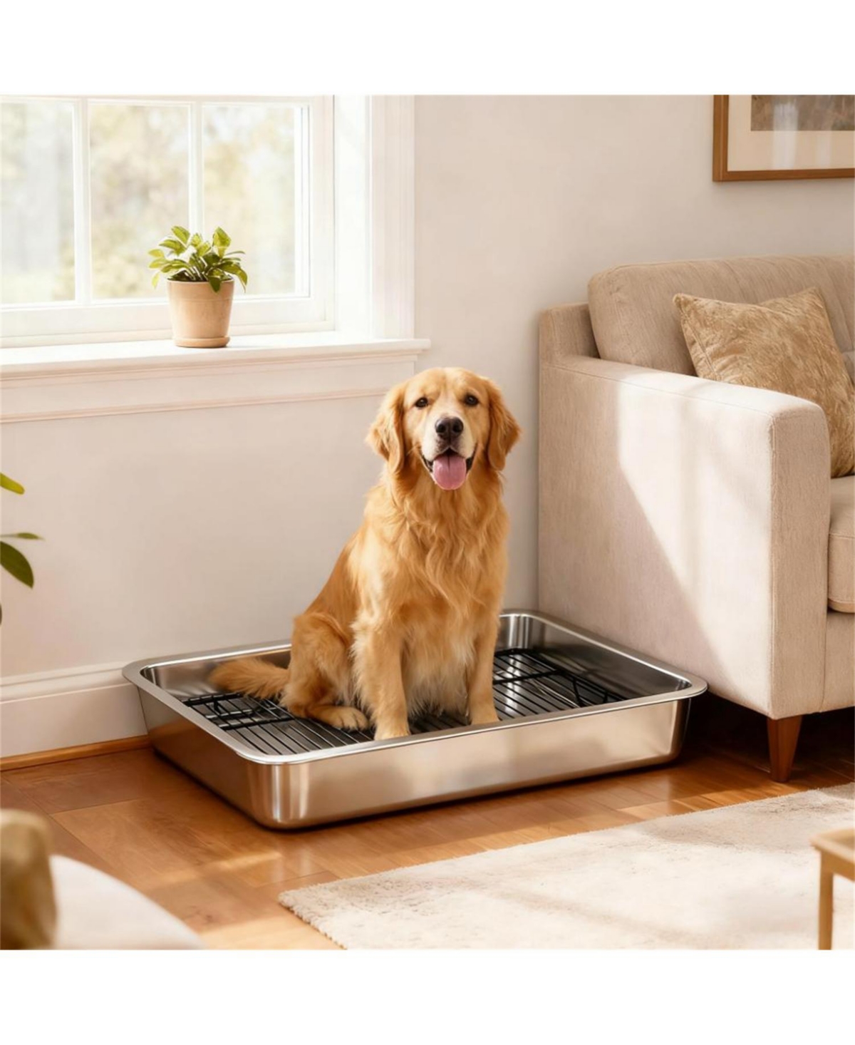 Aostirmotor 27.6 in. heavy-duty stainless steel Dog Potty Tray in Silver