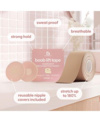 M3 Boob Lift Tape for Women Invisible Sweat Proof Stretchable Bra Tape for Strapless Dresses with Silicone Nipple Covers