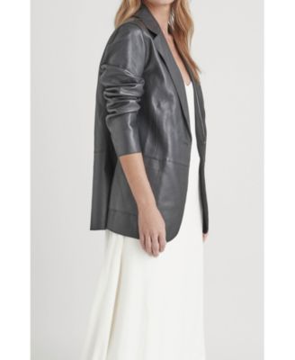 Women's Leather Astromelia Blazer with a straight silhouette
