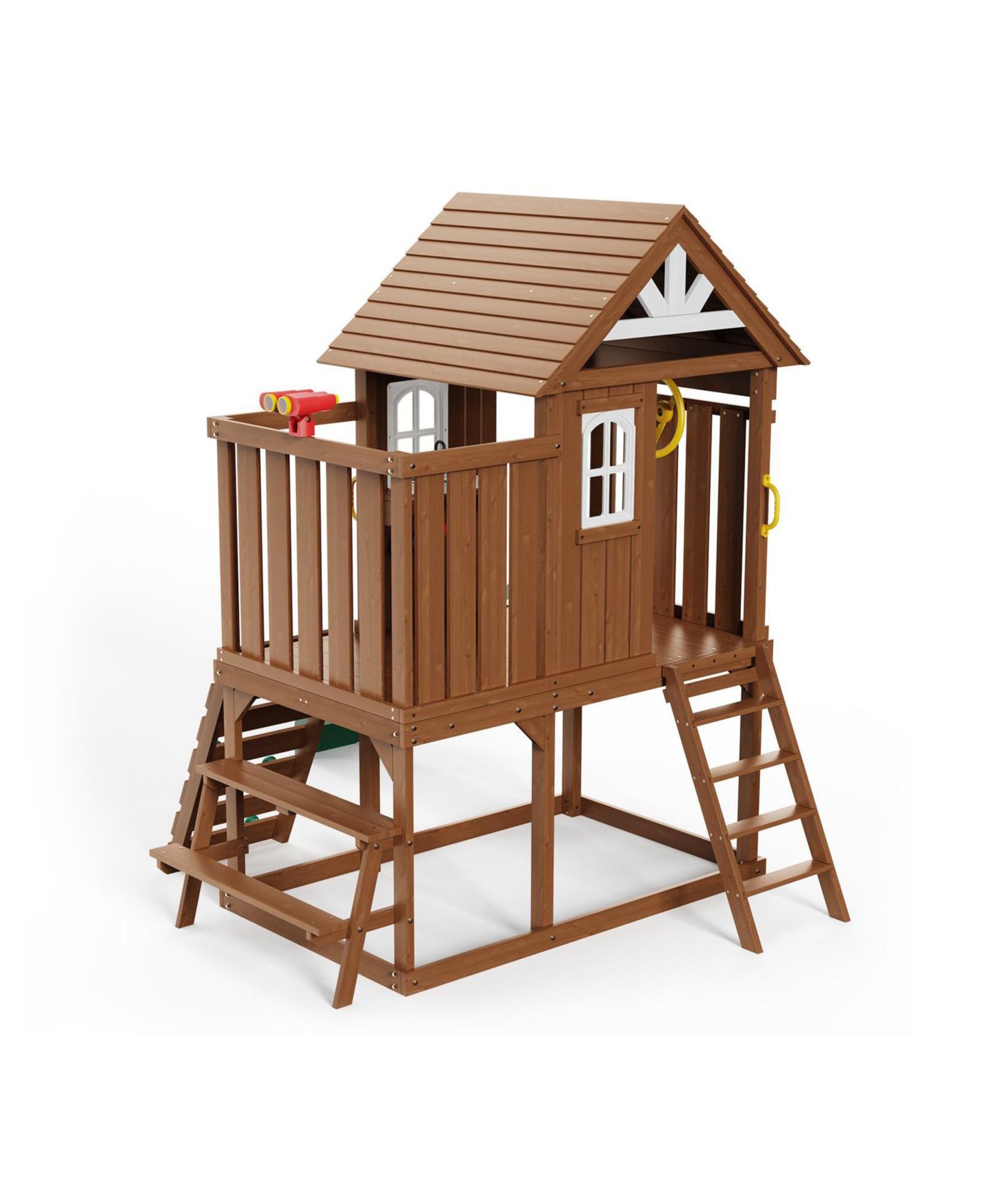 Детская игрушка Slickblue Kids Garden Playhouse with Slide and Ladder, цвет: Коричневый — фото 10