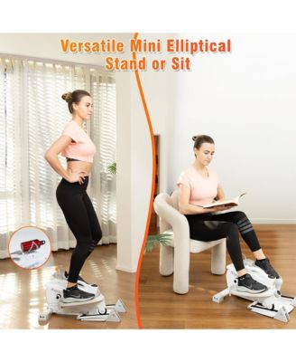 Mini Elliptical Machine with 3-Level Incline and LED Display, White