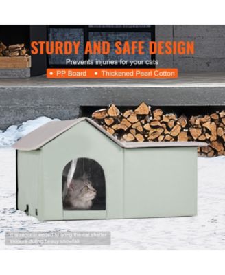 Large Heated Foldable Outdoor Cat Shelter, Green