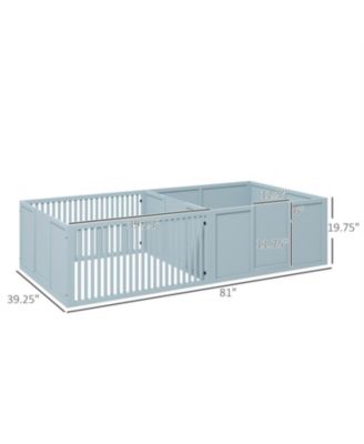 Extra Large 81" Whelping Box with Two-Room Design for Dogs in Light Grey