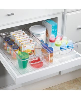 Plastic Stackable Pantry Bin with Handles, Set of 4, Clear