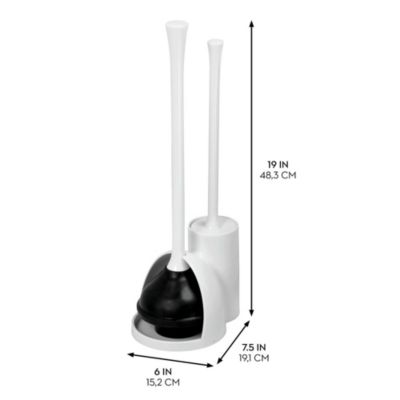 iDesign Compact Bowl Brush and Plunger Set - White