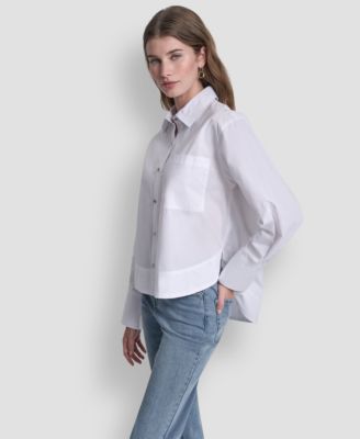 Women's Long-Sleeve Button Front Poplin Shirt