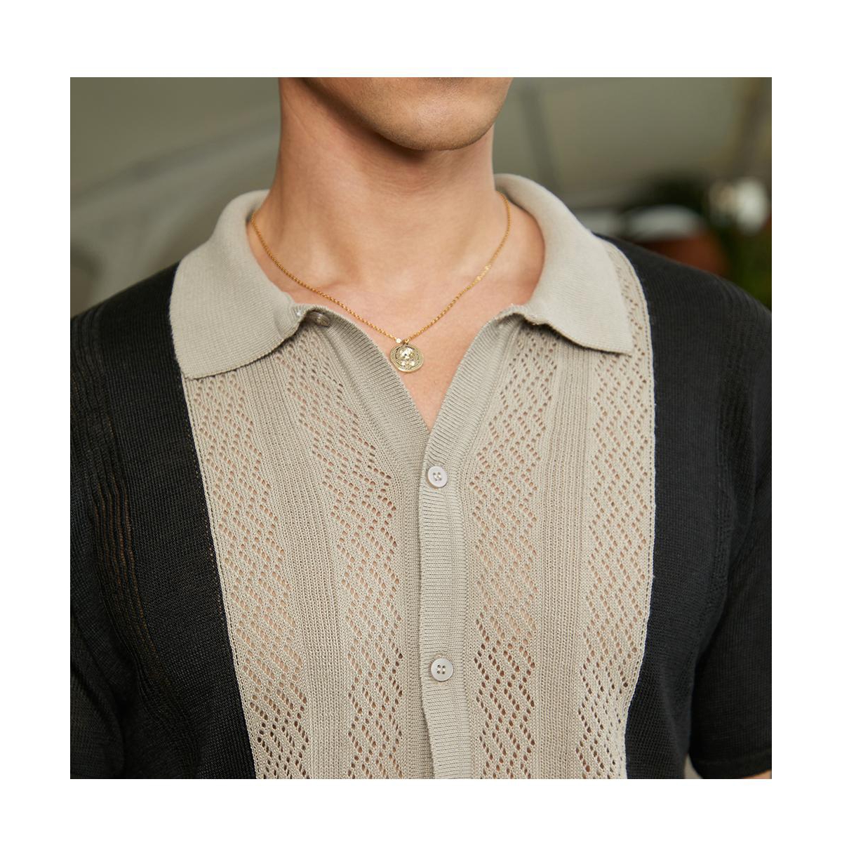 Campus Sutra Men's Sand Beige & Onyx Black Block-Knit Slim-Fit Shirt