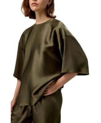 Women's Relaxed Silk Crewneck Blouse