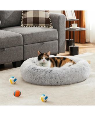 37 Inch Anti Slip Round Fluffy Faux Fur Cat Bed