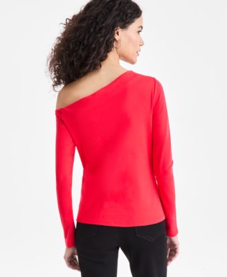 Women's Long Sleeve Off-the-Shoulder Knit Top