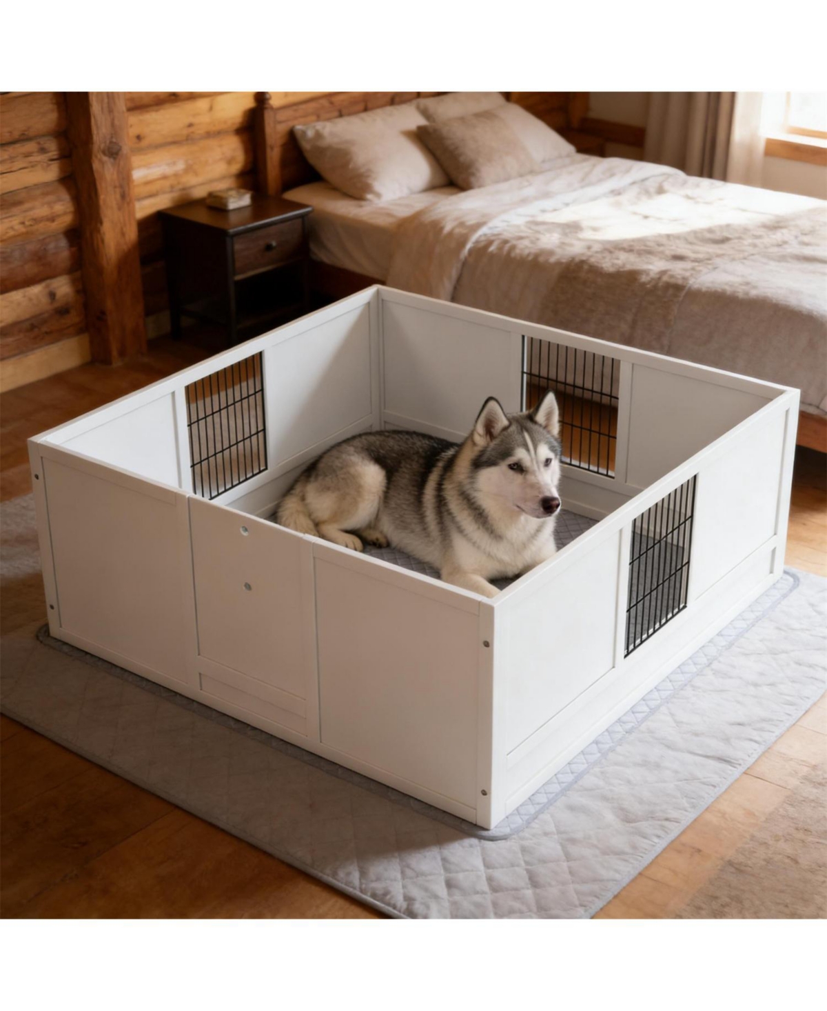 Aostirmotor Dog Box with Washable Pad for Dogs in White