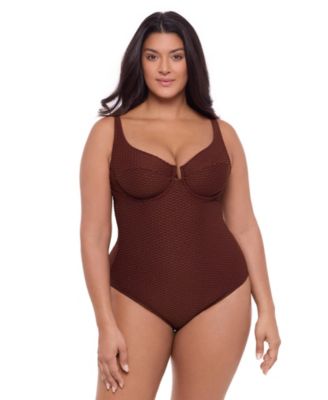 Women's S3 Smoothing Grid Texture Underwire One-Piece Swimsuit