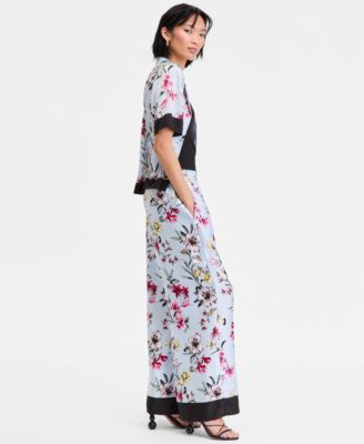 Women's Wide Leg Printed Pull-On Pants