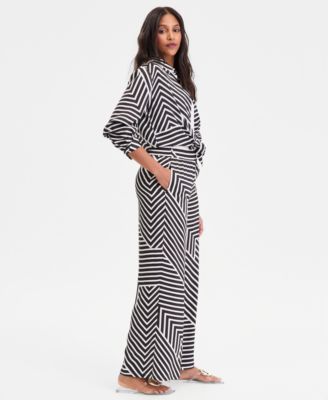 Women's Printed Pull-On Wide-Leg Pants