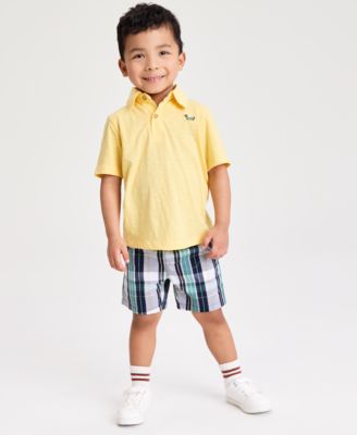 Boys' Toddler 12M-5T Polo Shirt & Plaid Shorts, 2-Piece Set