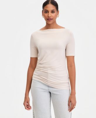 Women's Luxe-Layering Jersey Boat-Neck Short-Sleeve Top