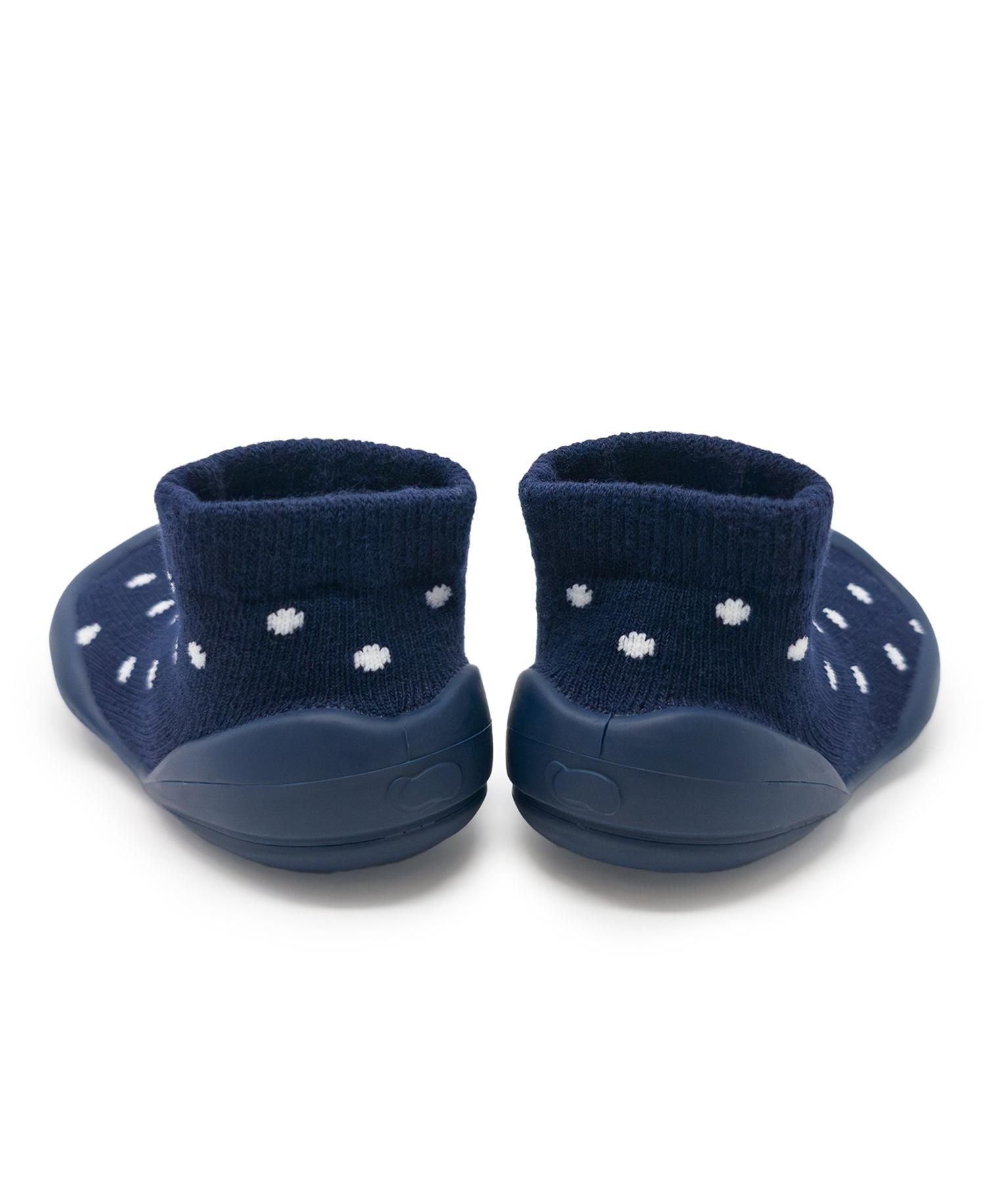 Baby Boy First Walk Sock Shoes Dotty Navy