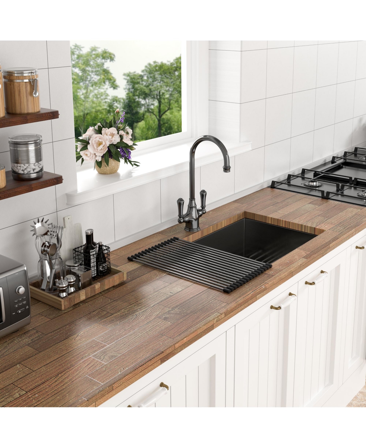 flynama 28x18x9inch Gunmetal Stainless Steel Single Bowl 16 Gauge Undermount Kitchen Sink